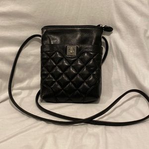 Crossbody Purse, black with quilting pattern